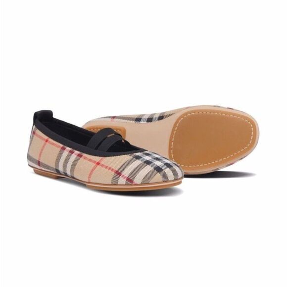 Burberry Logo-Detail Check Ballerina Shoes, New, Size EU 35, UK 2.5 - Picture 3 of 15
